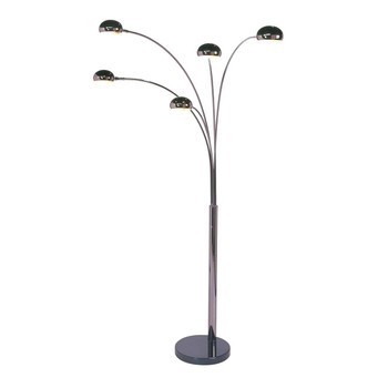 Nova of California Mushroom 85" 5 Light Arc In Black Nickel With Dimmer Switch