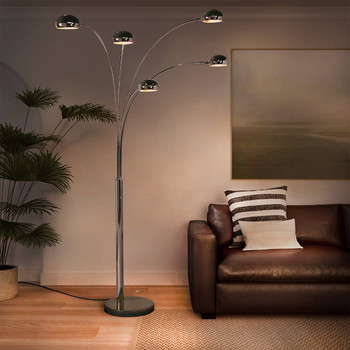 Nova of California Mushroom 85" 5 Light Arc In Black Nickel With Dimmer Switch