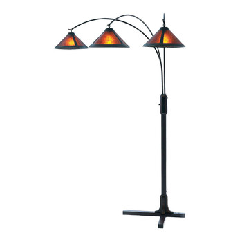 Nova of California Natural Mica 86" 3 Light Arc Lamp In Espresso And Bronze With Dimmer Switch