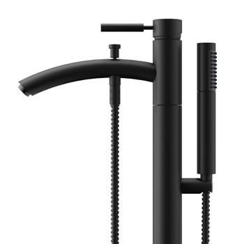 Taron Modern-style Bathroom Tub Filler Faucet (floor-mounted) In Matte Black