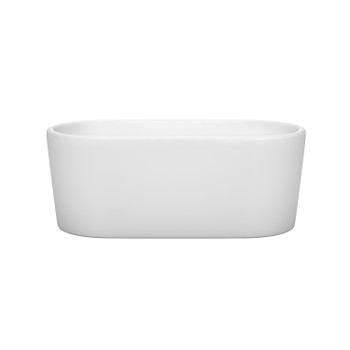 Ursula 59 Inch Freestanding Bathtub In White With Shiny White Drain And Overflow Trim