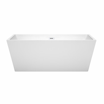 Sara 63 Inch Freestanding Bathtub In White With Shiny White Drain And Overflow Trim