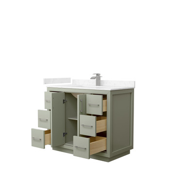 Icon 42 Inch Single Bathroom Vanity In Light Green, Carrara Cultured Marble Countertop, Undermount Square Sink, Brushed Nickel Trim