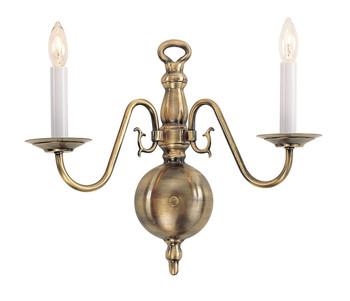 Livex Lighting 2 Light Antique Brass Wall Sconce - 5002-01