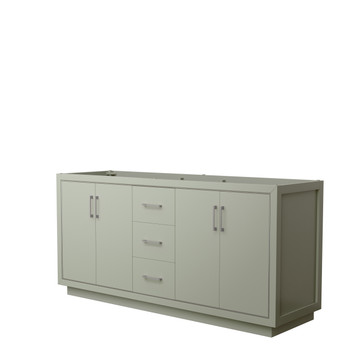 Icon 72 Inch Double Bathroom Vanity In Light Green, No Countertop, No Sink, Brushed Nickel Trim