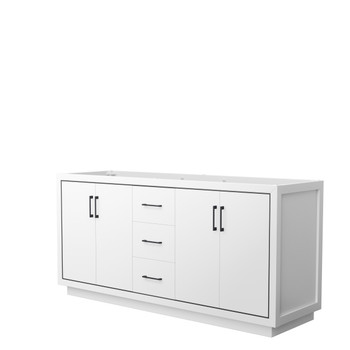 Icon 72 Inch Double Bathroom Vanity In White, No Countertop, No Sink, Matte Black Trim