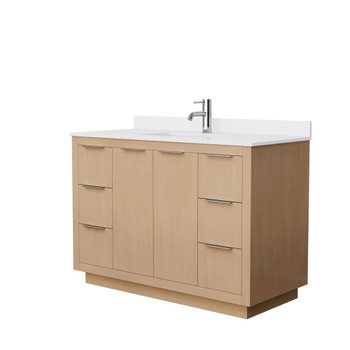 Maroni 48 Inch Single Bathroom Vanity In Light Straw, White Cultured Marble Countertop, Undermount Square Sink