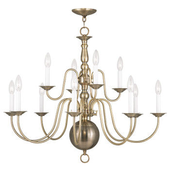 Livex Lighting 12 Light Antique Brass Chandelier - 5014-01