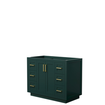 Miranda 42 Inch Single Bathroom Vanity In Green, No Countertop, No Sink, Brushed Gold Trim
