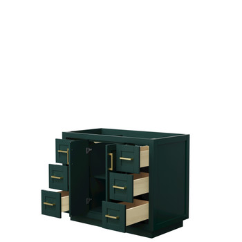 Miranda 42 Inch Single Bathroom Vanity In Green, No Countertop, No Sink, Brushed Gold Trim