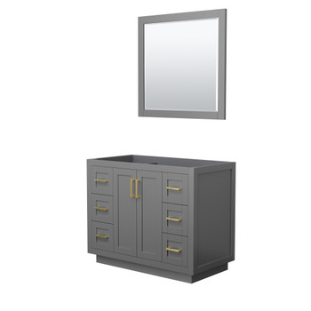 Miranda 42 Inch Single Bathroom Vanity In Dark Gray, No Countertop, No Sink, Brushed Gold Trim, 34 Inch Mirror