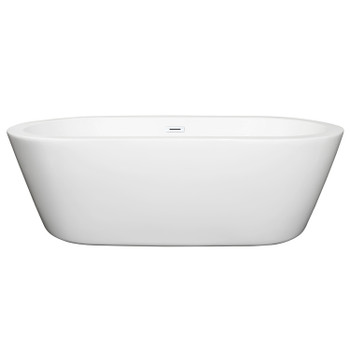 Mermaid 71 Inch Freestanding Bathtub In White With Shiny White Drain And Overflow Trim