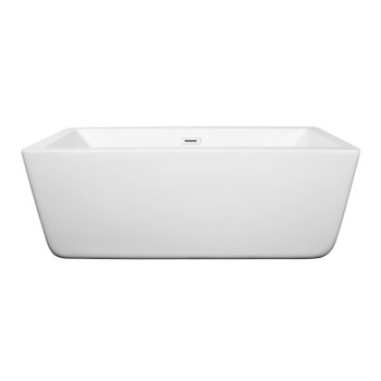 Laura 59 Inch Freestanding Bathtub In White With Shiny White Drain And Overflow Trim
