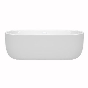 Juliette 71 Inch Freestanding Bathtub In White With Shiny White Drain And Overflow Trim