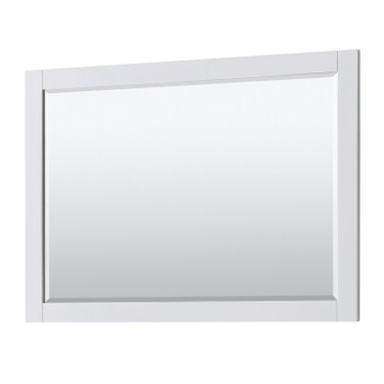 Avery 48 Inch Double Bathroom Vanity In White, No Countertop, No Sinks, 46 Inch Mirror, Brushed Gold Trim