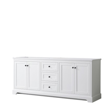 Avery 80 Inch Double Bathroom Vanity In White, No Countertop, No Sinks, Matte Black Trim