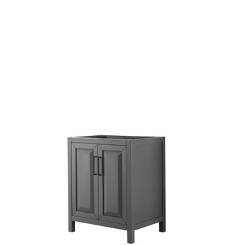 Daria 30 Inch Single Bathroom Vanity In Dark Gray, No Countertop, No Sink, Matte Black Trim