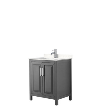 Daria 30 Inch Single Bathroom Vanity In Dark Gray, Carrara Cultured Marble Countertop, Undermount Square Sink, No Mirror