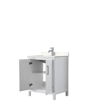 Daria 30 Inch Single Bathroom Vanity In White, Carrara Cultured Marble Countertop, Undermount Square Sink, No Mirror