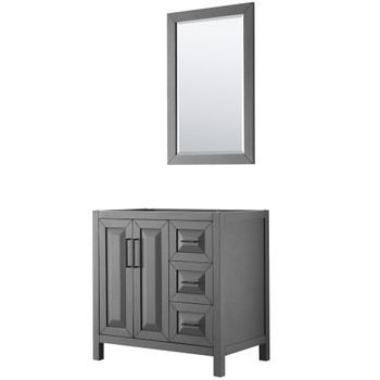 Daria 36 Inch Single Bathroom Vanity In Dark Gray, No Countertop, No Sink, Matte Black Trim, 24 Inch Mirror
