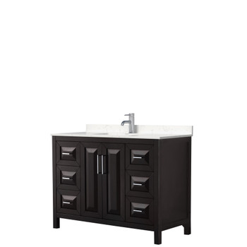 Daria 48 Inch Single Bathroom Vanity In Dark Espresso, Carrara Cultured Marble Countertop, Undermount Square Sink, No Mirror