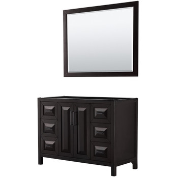 Daria 48 Inch Single Bathroom Vanity In Dark Espresso, No Countertop, No Sink, Matte Black Trim, 46 Inch Mirror