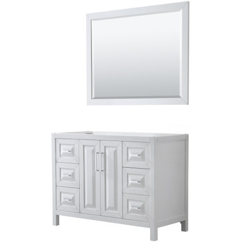 Daria 48 Inch Single Bathroom Vanity In White, No Countertop, No Sink, And 46 Inch Mirror