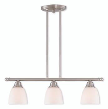 Livex Lighting 3 Light Brushed Nickel Linear Chandelier - 53854-91