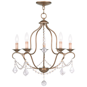 Livex Lighting 5 Light Antique Gold Leaf Chandelier - 6435-48