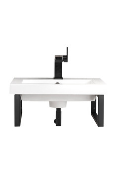 Two Boston 15 1/4" Wall Brackets, Matte Black W/20" White Glossy Composite Countertop