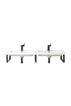 Three Boston 18" Wall Brackets, Matte Black W/47" White Glossy Composite Countertop