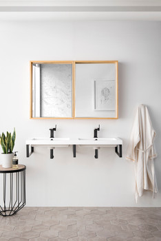 Three Boston 18" Wall Brackets, Matte Black W/47" White Glossy Composite Countertop