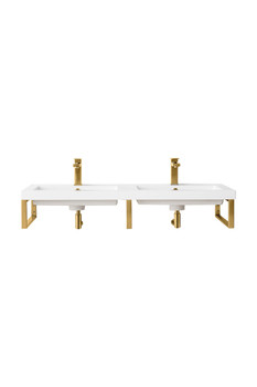 Three Boston 18" Wall Brackets, Radiant Gold W/47" White Glossy Composite Countertop