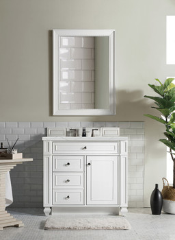 Bristol 36" Single Vanity, Bright White, W/ 3 Cm Ethereal Noctis Quartz Top
