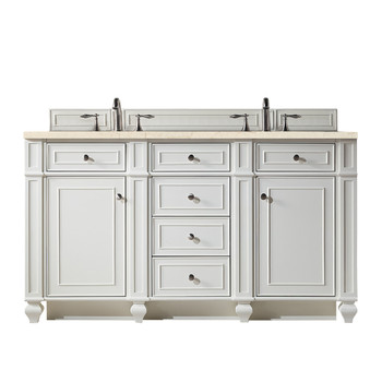 Bristol 60" Double Vanity, Bright White, W/ 3 Cm Eternal Marfil Quartz Top