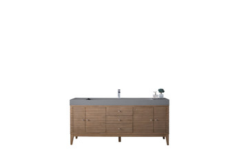Linear 72" Single Vanity Whitewashed Walnut W/ Dusk Grey Glossy Composite Top