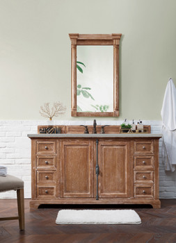 Providence 60" Single Vanity Cabinet, Driftwood, W/ 3 Cm Eternal Serena Quartz Top