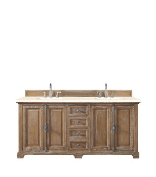 Providence 72" Double Vanity Cabinet, Driftwood, W/ 3 Cm Eternal Marfil Quartz Top
