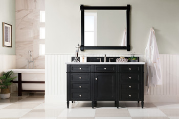 Brittany 60" Single Vanity, Black Onyx W/ 3 Cm Arctic Fall Solid Surface Top