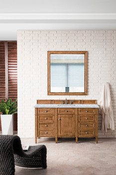 Brittany 60" Saddle Brown Single Vanity W/ 3 Cm Carrara Marble Top