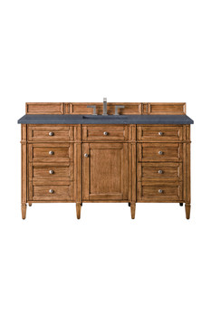 Brittany 60" Saddle Brown Single Vanity W/ 3 Cm Charcoal Soapstone Quartz Top