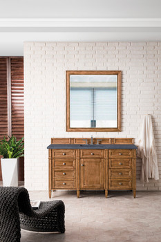 Brittany 60" Saddle Brown Single Vanity W/ 3 Cm Charcoal Soapstone Quartz Top