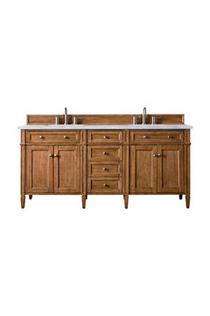 Brittany 72" Saddle Brown Double Vanity W/ 3 Cm Carrara Marble Top