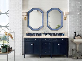 Brittany 72" Victory Blue Double Vanity W/ 3 Cm Eternal Marfil Quartz Top