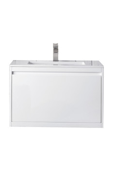 Milan 31.5" Single Vanity Cabinet, Glossy White W/glossy White Composite Top