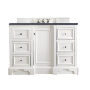 De Soto 48" Single Vanity, Bright White W/ 3 Cm Charcoal Soapstone Quartz Top
