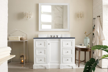 De Soto 48" Single Vanity, Bright White W/ 3 Cm Charcoal Soapstone Quartz Top