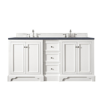 De Soto 72" Double Vanity, Bright White W/ 3 Cm Charcoal Soapstone Quartz Top