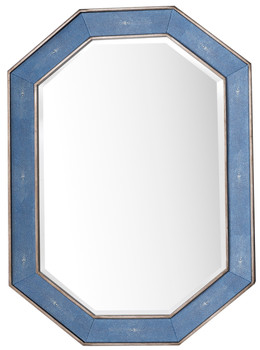 Tangent 30" Mirror, Silver W/ Delft Blue