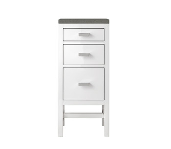 Addison 15"  Base Cabinet W/ Drawers, Glossy White W/ 3 Cm Grey Expo Quartz Top